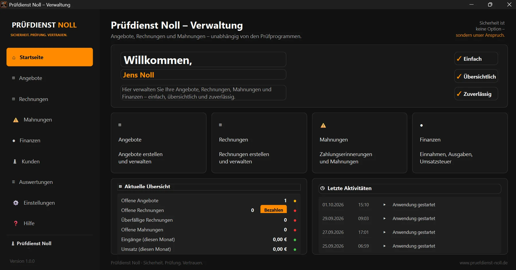 Prüfdienst Noll Verwaltung – Startseite