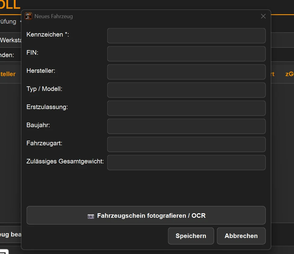 DGUV V70 Software – Fahrzeug erfassen mit OCR